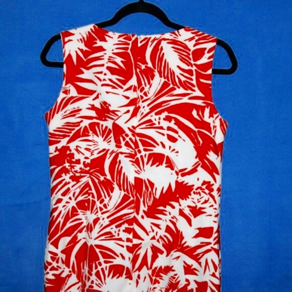 Ronni Nicole Leaf Print Shift Dress - Women's Size 6 - Red & White - Picture 5 of 6
